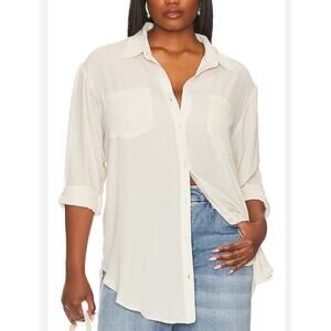 NWT REMI X REVOLVE Shirt Womens 1X Bone Off White Button Up Relaxed Oversized